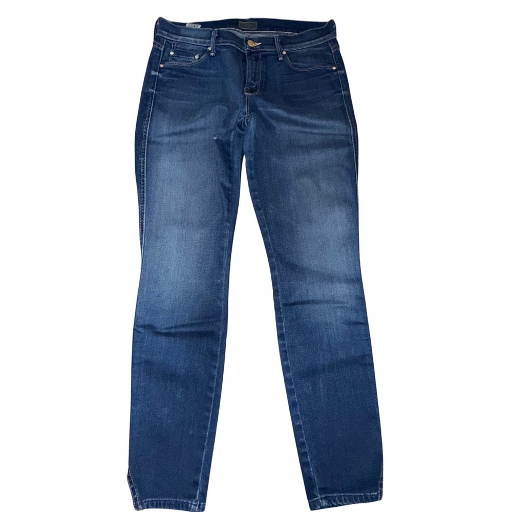 Mother The Vamp Jeans Womens 27‎ Blue Split Hem Spiked Heel Tractor Wheels